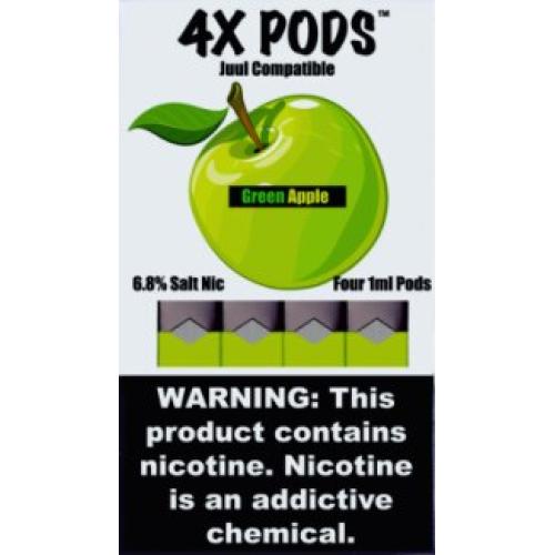 Картридж 4X Pods Green Apple для электронной сигареты Juul 6,5% (Зеленое яблоко) 