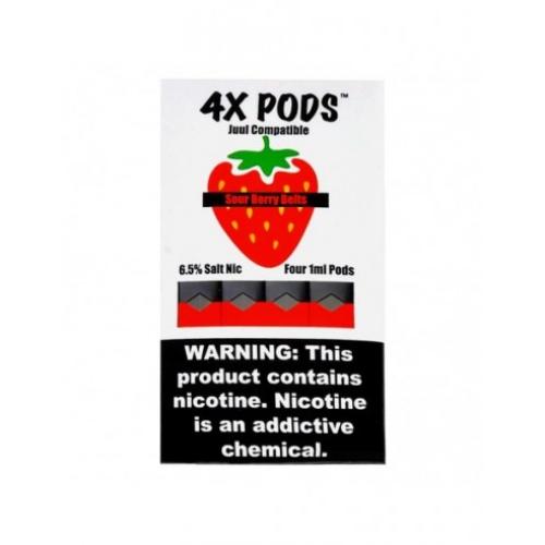 Картридж 4X Pods Sour Berry Belts для электронной сигареты Juul 6,5% (Клубника)