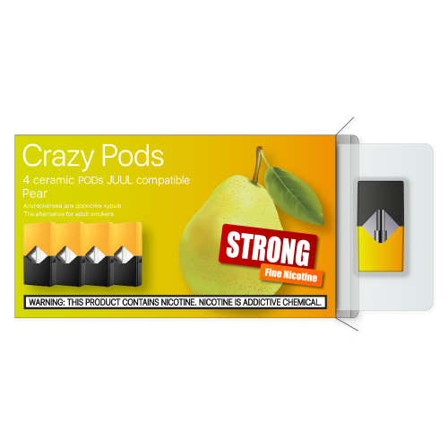 Картридж CRAZY PODS Pear STRONG сменный испаритель для электронной сигареты Juul 5% 50 мг (Груша) 